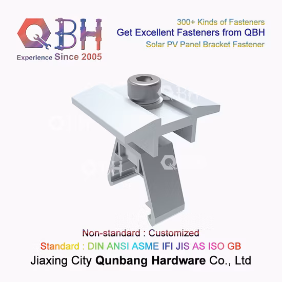Qbh Customized Clean Energy Stainless Steel/Aluminum Alloy Extrusion PV Photovoltaic Power Energy System Bracket Rack Stand Solar Panel Middle Clamp